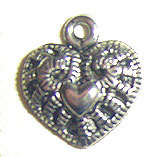13mm Drop Cast Metal Filigree Heart Charm