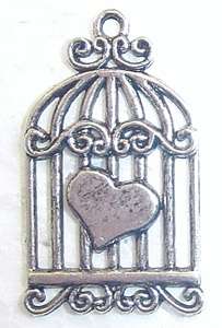 34mm Lead Free Tibetan Silver Bird Cage Charm