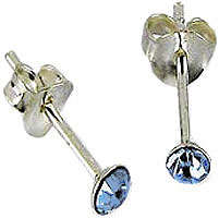 4mm Light Blue Austrian Quartz Crystal set in 925 Sterling Silver Stud Earrings