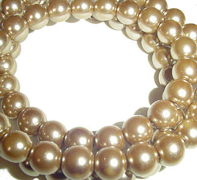 6mm Shade of CARAMEL BRONZE Round Glass Pearls - Lot of 32 pieces