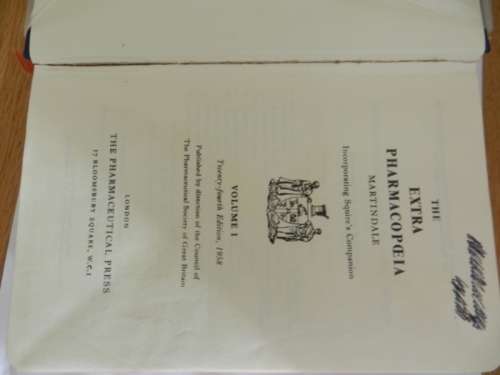 Vintage Medical Reference Book 1958.  The Extra Pharmacopoeia