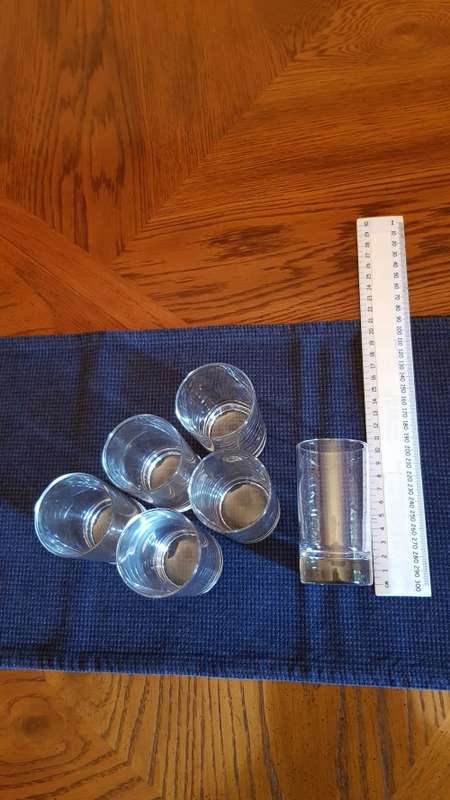 Glasses: Set of 6x small Breakfast juice drinking glasses.  Clear glass.
