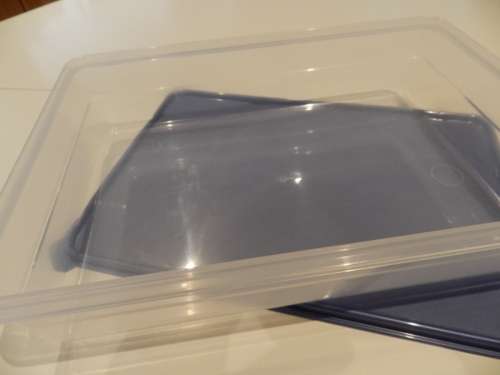 Addis Plastic Large Rectangular container server/saver with blue lid.