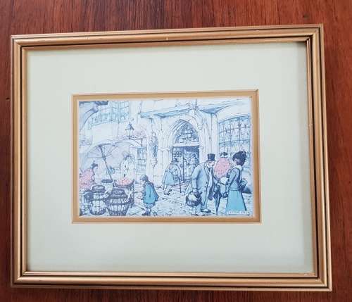 Wooden Picture Frame: Print of Vintage Dutch street scene by Anton Pieck.