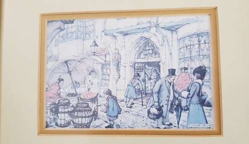 Wooden Picture Frame: Print of Vintage Dutch street scene by Anton Pieck.