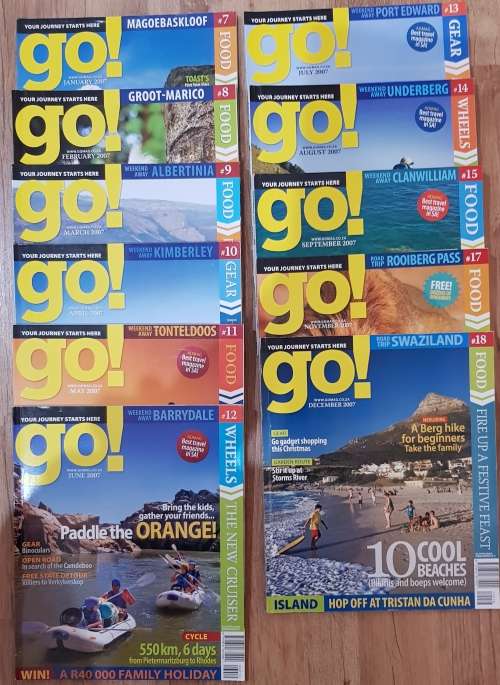 Magazines: GO!  11x Magazines - Year 2007.   Issue No: 007 to No: 018.  Issues: January to December