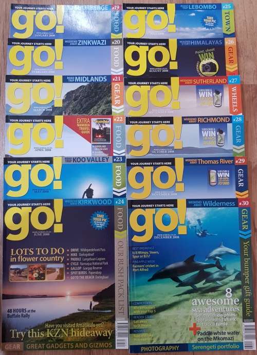 Magazines: GO!  12x Magazines - Year 2008.   Issue No: 019 to No: 030.  Issues: January to December