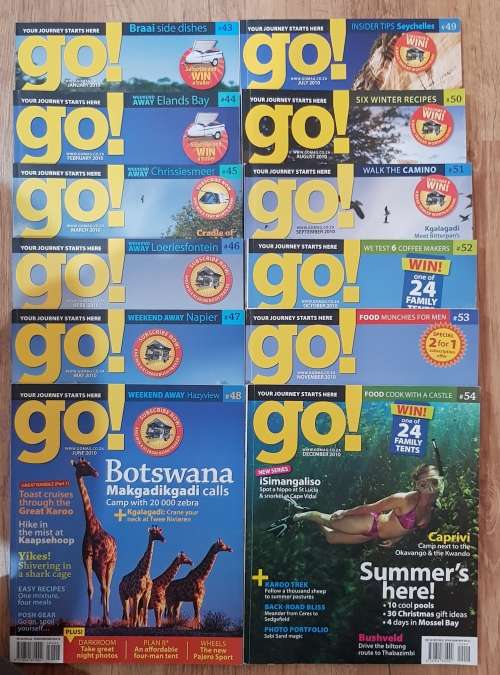Magazines: GO!  12x Magazines - Year 2010.   Issue No: 043 to No: 054.  Issues: January to December