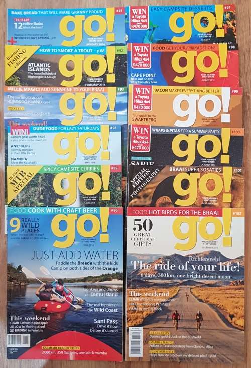 Magazines: GO!  12x Magazines - Year 2014.   Issue No: 091 to No: 102.  Issues: January to December