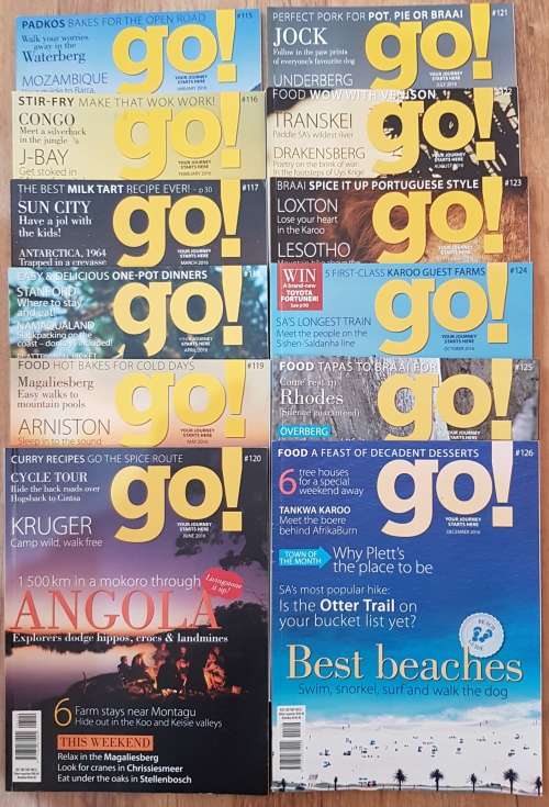 Magazines: GO!  12x Magazines - Year 2016.   Issue No: 115 to No: 126.  Issues January to December