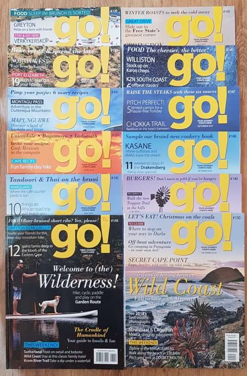 Magazines: GO!  12x Magazines - Year 2018.   Issue No: 138 to No: 150.    Issues January to December