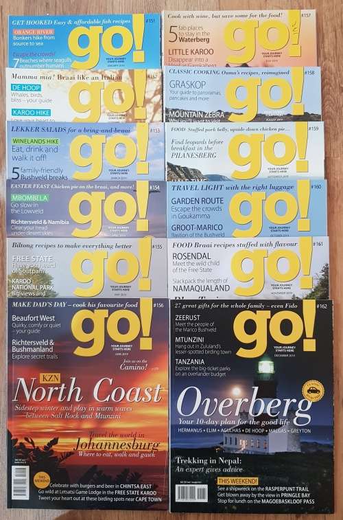 Magazines: GO! 12x Magazines - Year 2019.   Issue No: 151 to No: 162.    Issues January to December