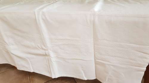 Thick Cotton rectangular white Table Cloth - size 236x146cm. Hemmed.