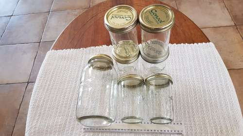 Consol Preserve Jars. Consists of mixed lot of 1x Large (2L) and 6x small (500ml) Glass jars