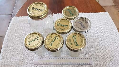 Consol Preserve Jars. Consists of mixed lot of 1x Large (2L) and 6x small (500ml) Glass jars