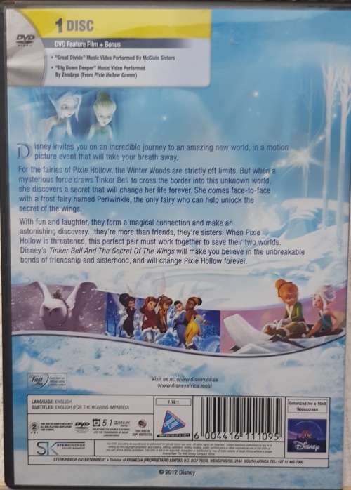 Kids DVD   Tinkerbell and the Secret of the Wings.  Good, clean condition.