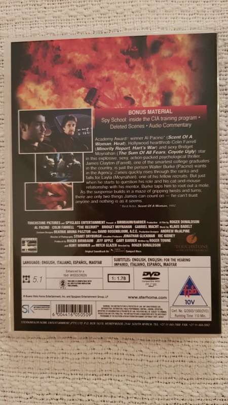 DVD Movie  The Recruit  Al Pacino and Colin Farrell  Thriller  10V.