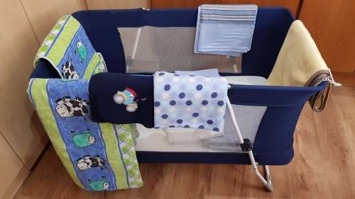 Baby camping cot with mattress and carry bag etc.