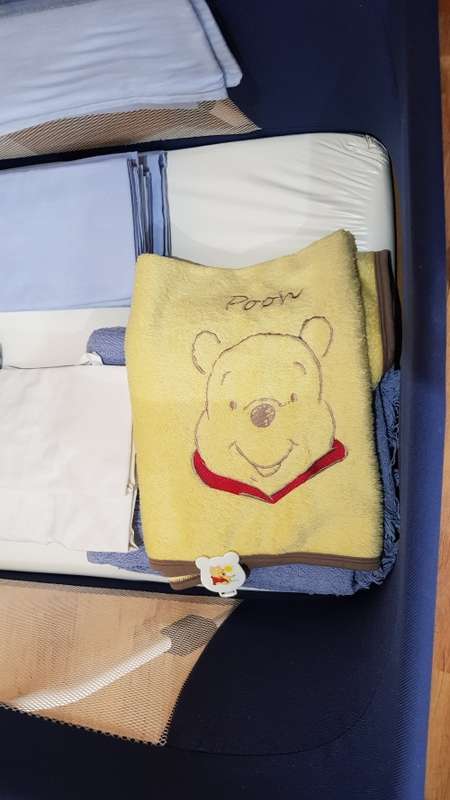 Baby camping cot with mattress and carry bag etc.