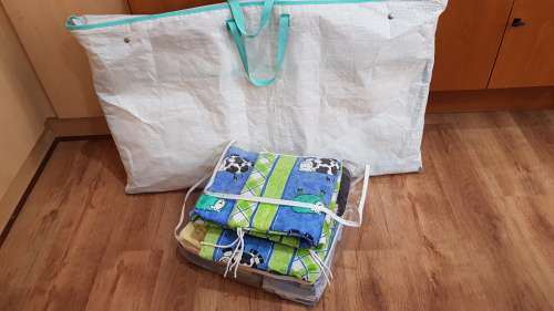 Baby camping cot with mattress and carry bag etc.