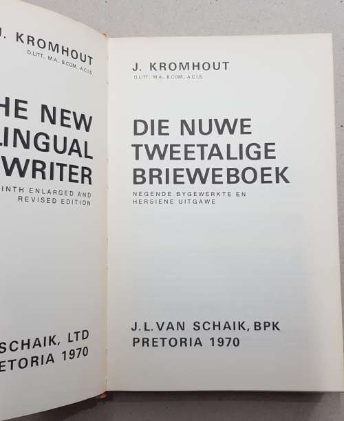 Vintage:  The New Bilingual Letterwriter /Die Nuwe Tweetalige Brieweboek - by J. Kromhout