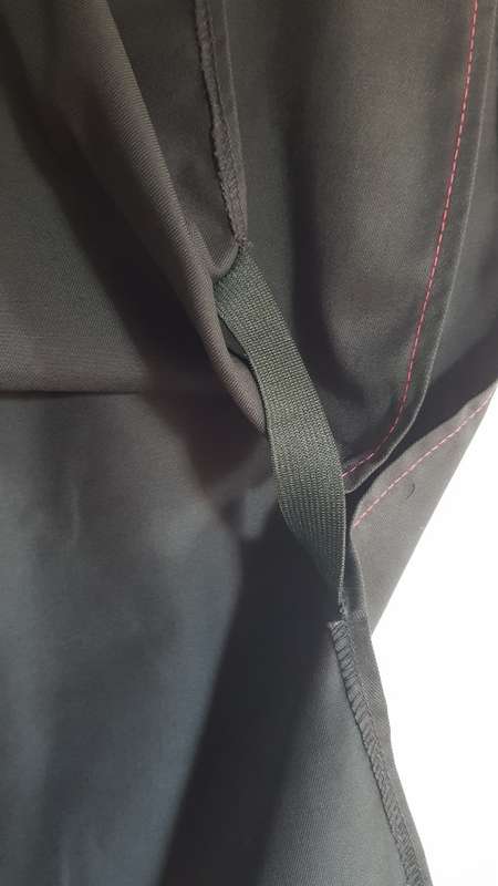 Pinafore type double sided apron. Black
