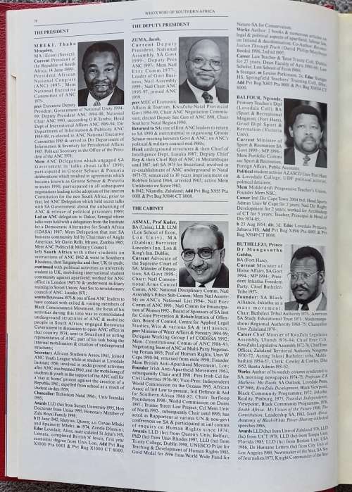 Whos Who of Southern Africa 2000. The Millennium Edition. Published by Jonathan Ball