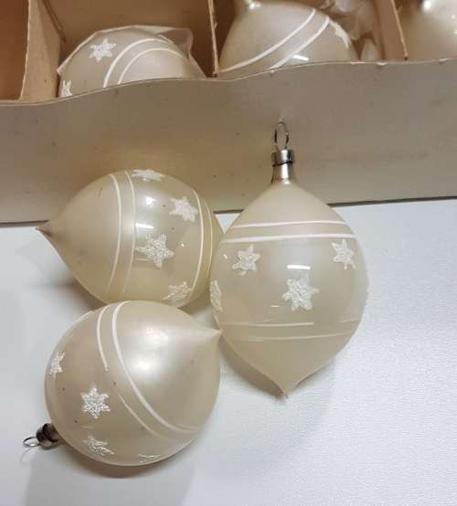 Vintage Christmas tree decorations. Glass balls for hanging in the tree