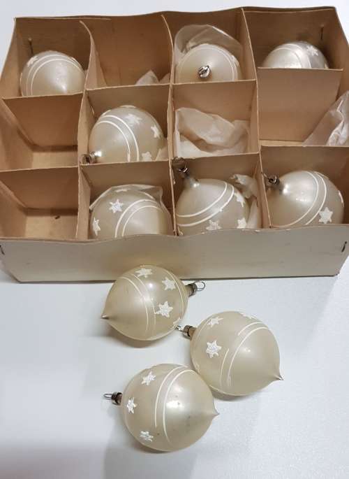 Vintage Christmas tree decorations. Glass balls for hanging in the tree