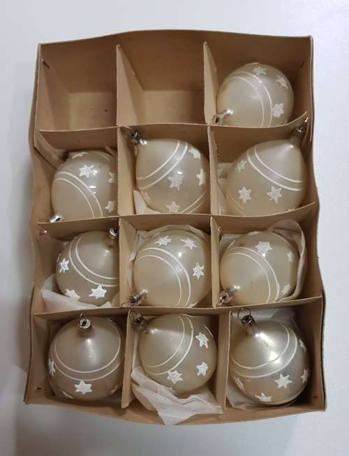 Vintage Christmas tree decorations. Glass balls for hanging in the tree