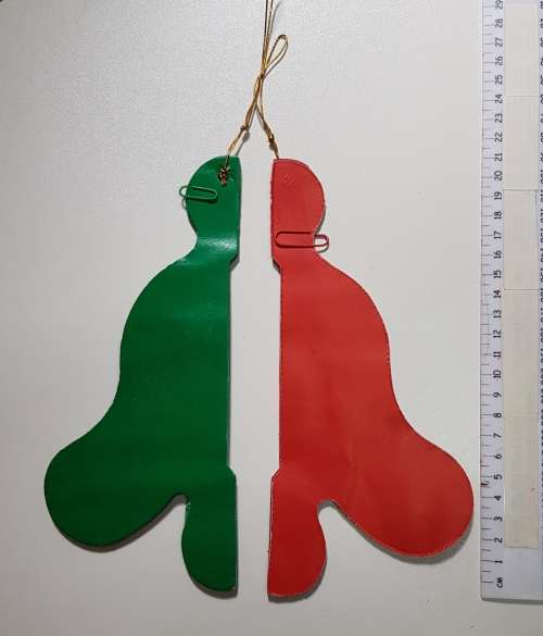 Vintage Christmas decorations. Christmas concertina type paper bells.