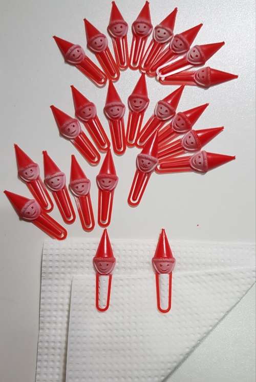 Vintage Christmas decorations. Father Christmas plastic clips.
