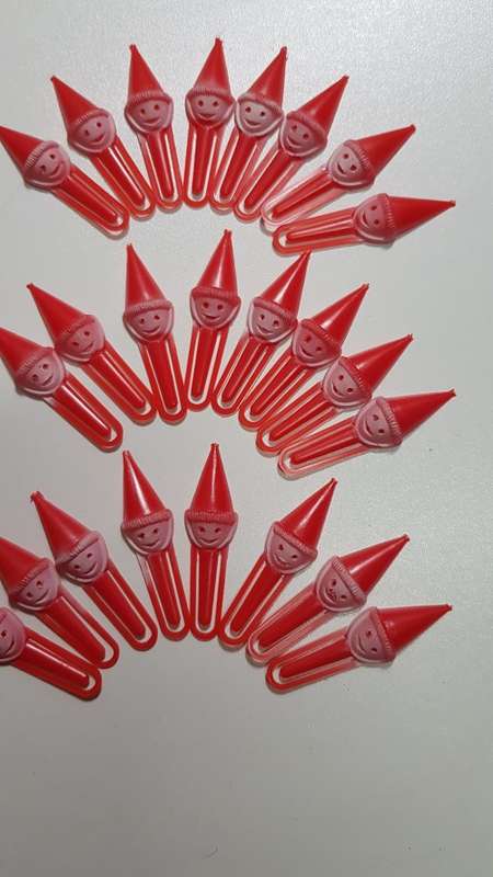 Vintage Christmas decorations. Father Christmas plastic clips.