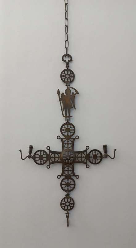 Antique Solid Brass Byzantine Cross. 1940s Gothic Orthodox Religious Church Cross (Wall hanging).
