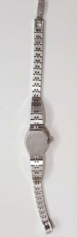 Ladies Citizen mechanical hand wind wrist watch. c1980s.  Silver plated with octagonal type face.