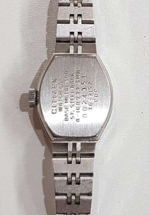 Ladies Citizen mechanical hand wind wrist watch. c1980s.  Silver plated with octagonal type face.