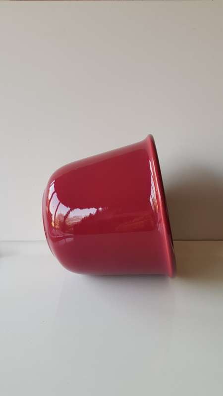 Indoor flower pot/planter. Large Ceramic glazed flower pot. Maroon with drainage hole.