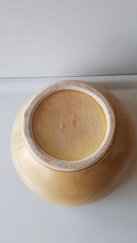Indoor flower pot/planter. Vintage Large earthen ware Pot with glazed rim. Warm mustard brown hues.