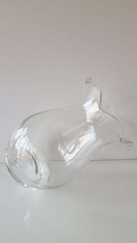 Glass Flower vases. Large glass vase with scalloped edge. Plain glass.