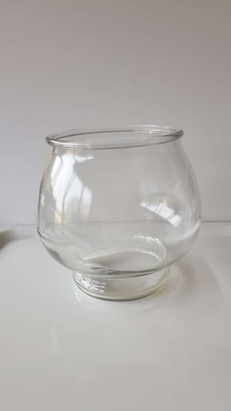 Glass Flower vase. Large thick glass vase bowl shaped. Plain glass.