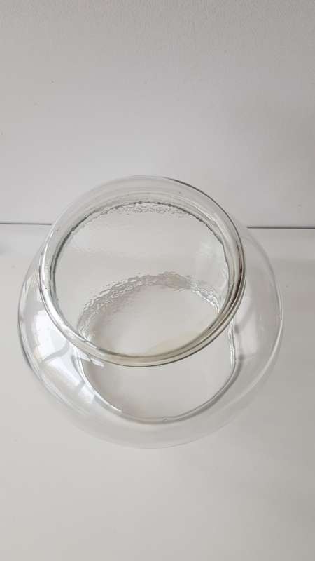Glass Flower vase. Large thick glass vase bowl shaped. Plain glass.