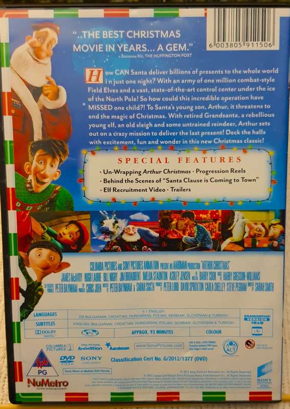 Kids DVD   Arthur Christmas. Good, clean condition.