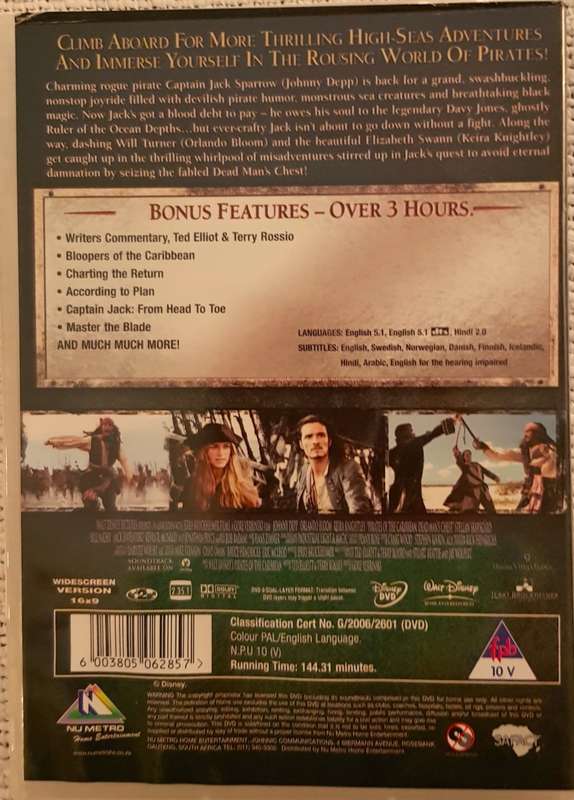 DVD Movie  Pirates of the Caribbean/Dead Mans Chest  Johnny Depp  2Disc Special Edition- 10 V.