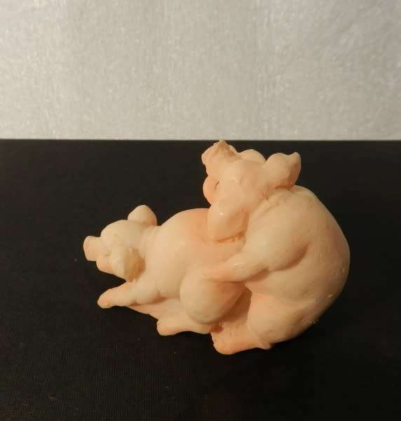 Vintage Piggy Back  Two plastic resin pigs loving!!