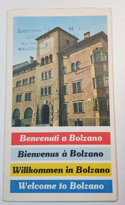 Vintage and collectable Travel Brochure/Map 1958.   Brochure: Welcome to Bolzano