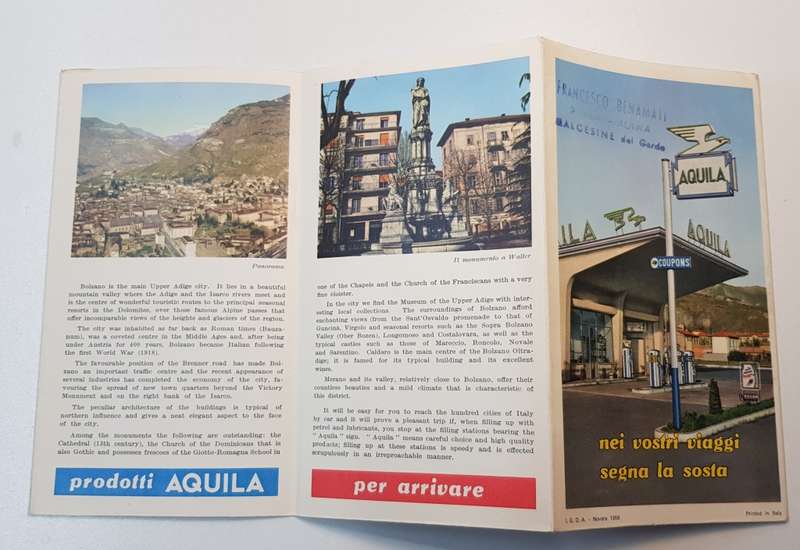 Vintage and collectable Travel Brochure/Map 1958.   Brochure: Welcome to Bolzano