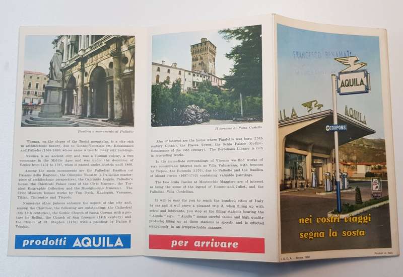 Vintage and collectable Travel Brochure/Map 1958.   Brochure: Welcome to Vicenza -