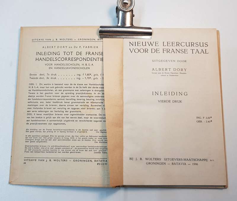 Vintage Language school Text Book 1946.  Dutch book: Nieuwe Leercursus voor de Franse Taal.