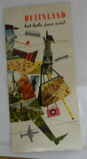 Vintage and collectable Travel Brochure/Map 1950s.   Brochure: (Dutch) Duitsland