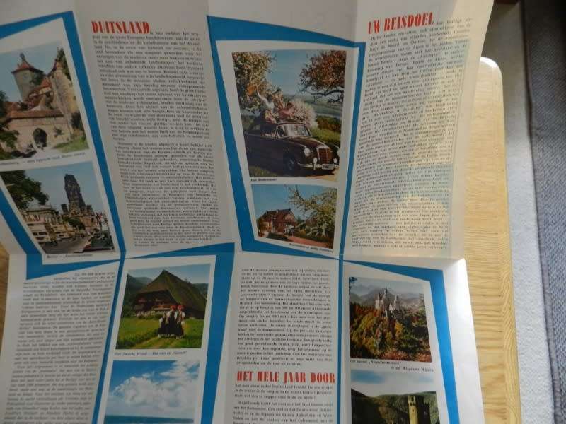 Vintage and collectable Travel Brochure/Map 1950s.   Brochure: (Dutch) Duitsland